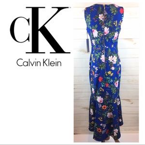 calvin klein flounce hem midi dress